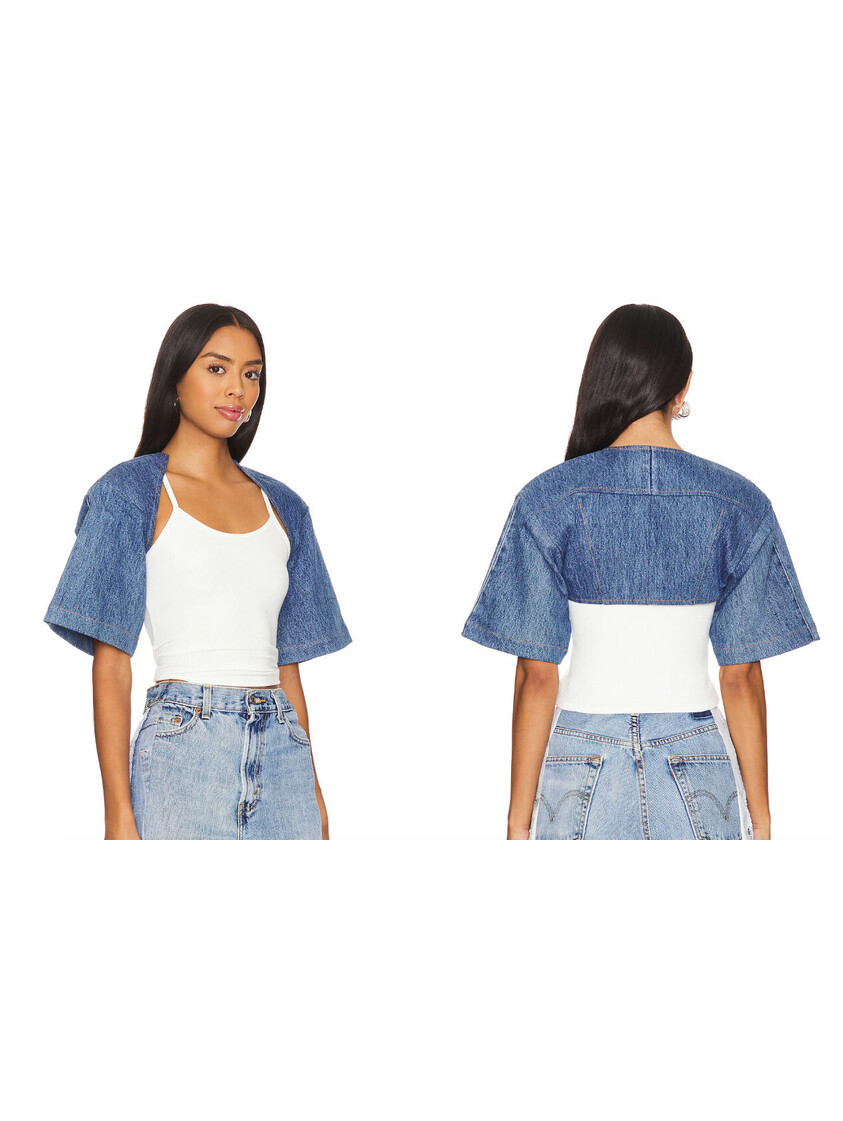 Sami Miro Vintage Short Sleeve Denim Bolero Blue Size S Nwt $325msrp — image 2 of 8